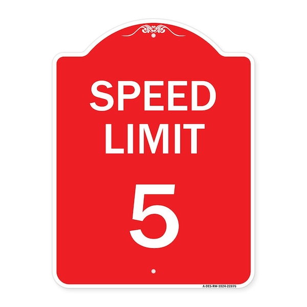 Signmission Speed Regulation Sign Speed Limit 5 Mph, Red & White Aluminum Sign, 18" x 24", RW-1824-22876 A-DES-RW-1824-22876 - main